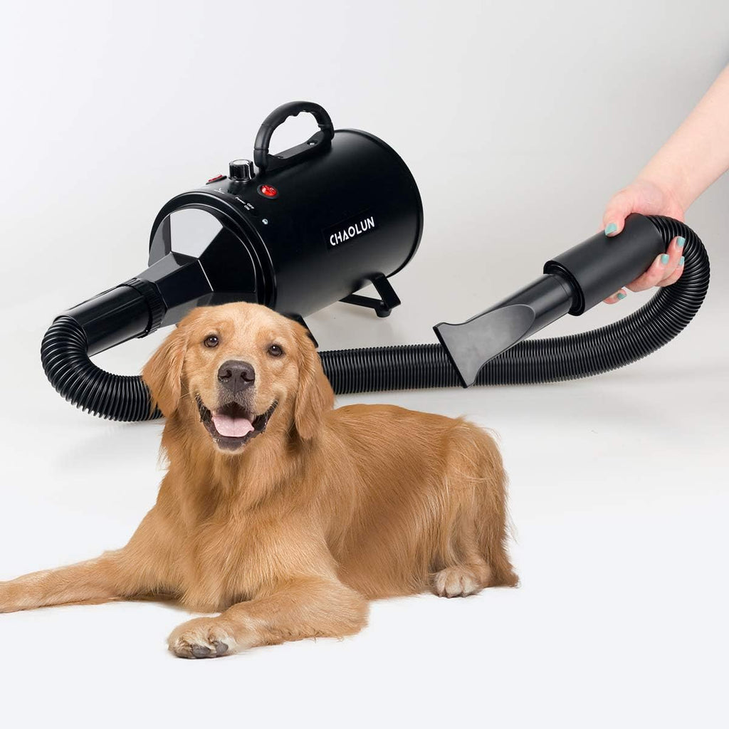 High Velocity Dog Dryer Blower, Professional Dog Grooming Dryer, Dog Blow Dryer 3.8HP, Pet Hair Dryer with Heater, Powerful Blow Force, Stepless Adjustable Speed, Quickly Dry, Black