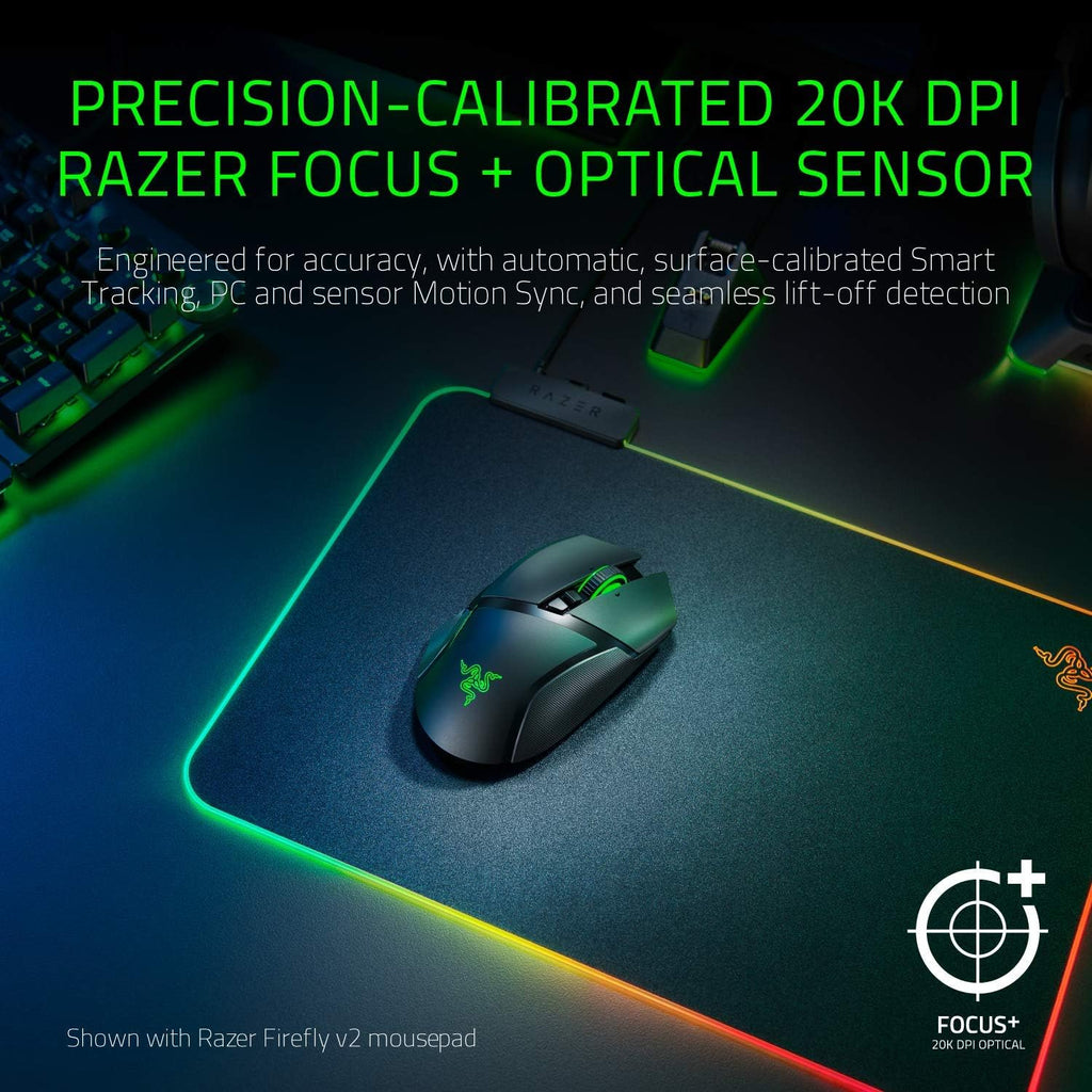 Basilisk Ultimate Hyperspeed Wireless Gaming Mouse W/ Charging Dock: Fastest Gaming Mouse Switch - 20K DPI Optical Sensor - Chroma RGB - 11 Programmable Buttons - 100 Hr Battery - Classic Black