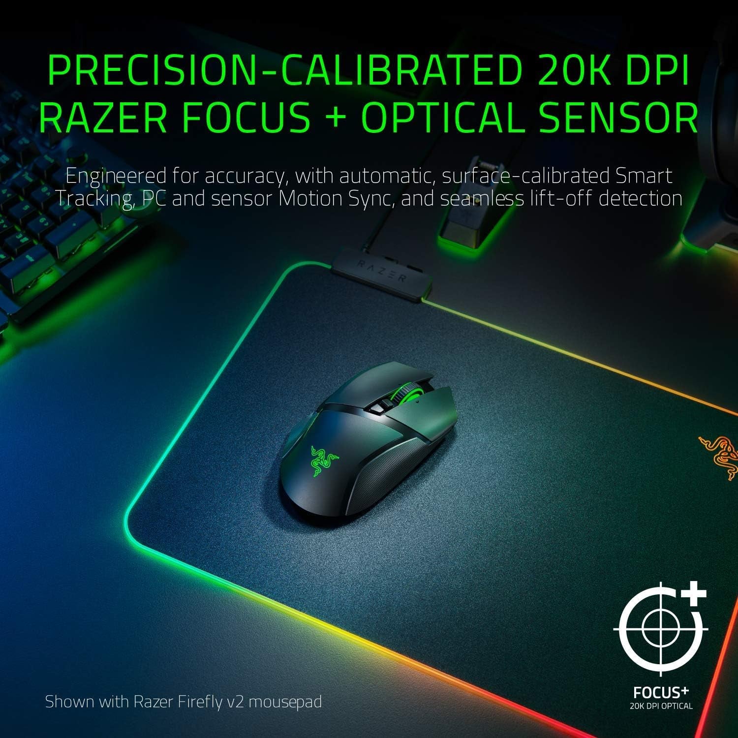 Basilisk Ultimate Hyperspeed Wireless Gaming Mouse W/ Charging Dock: Fastest Gaming Mouse Switch - 20K DPI Optical Sensor - Chroma RGB - 11 Programmable Buttons - 100 Hr Battery - Classic Black